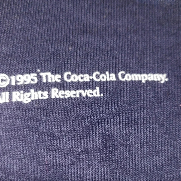 (1)Vintage 1995 Coca-Cola  Coke Polar Bear Baseball T-shirt XL Blue - Picture 5 of 6